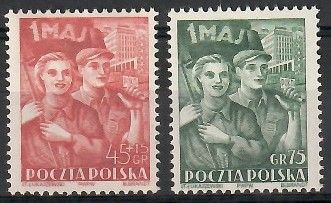 Znaczek Polska 1952 Mi 736-737 Fi 598-599 Czyste **