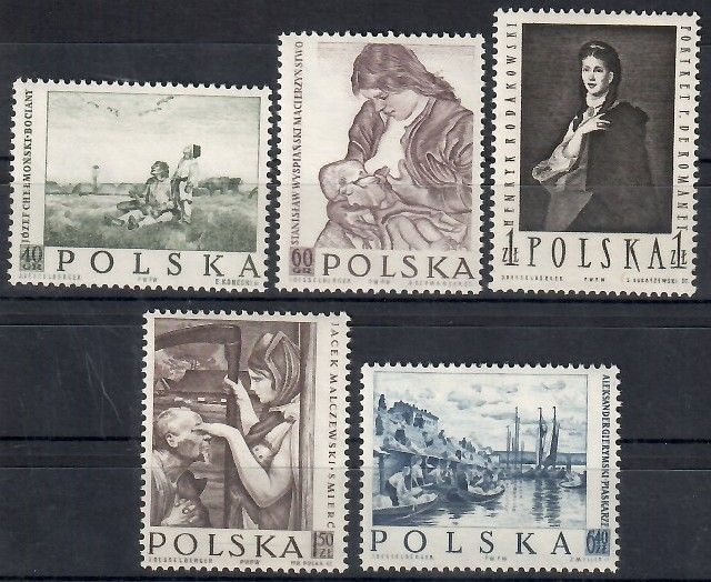 Znaczek Polska 1959 Mi 1102-1106 Fi 958-962 Czyste **