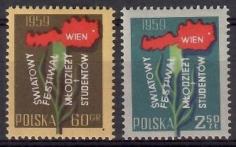 Znaczek Polska 1959 Mi 1113-1114 Fi 969-970 Czyste **