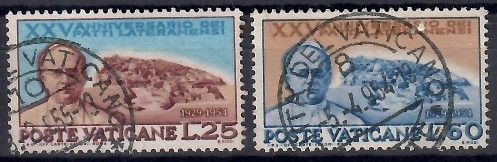 Znaczek Watykan 1954 Mi 212-213 Stemplowane