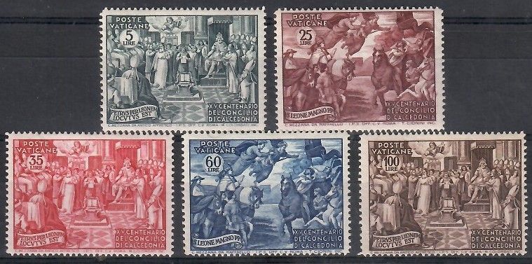 Znaczek Watykan 1951 Mi 180-184 Z podlepką *