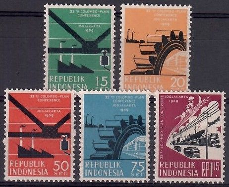Znaczek Indonezja 1959 Mi 253-257 Czyste **