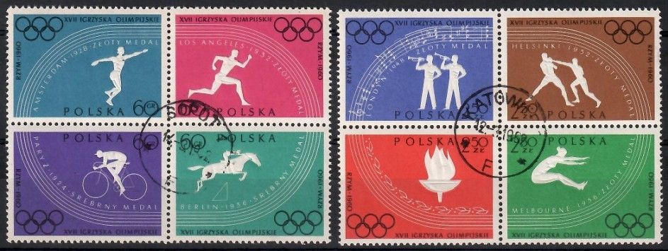 Znaczek Polska 1960 Mi abo 1166-1173 Fi 1022-1029 Stemplowane