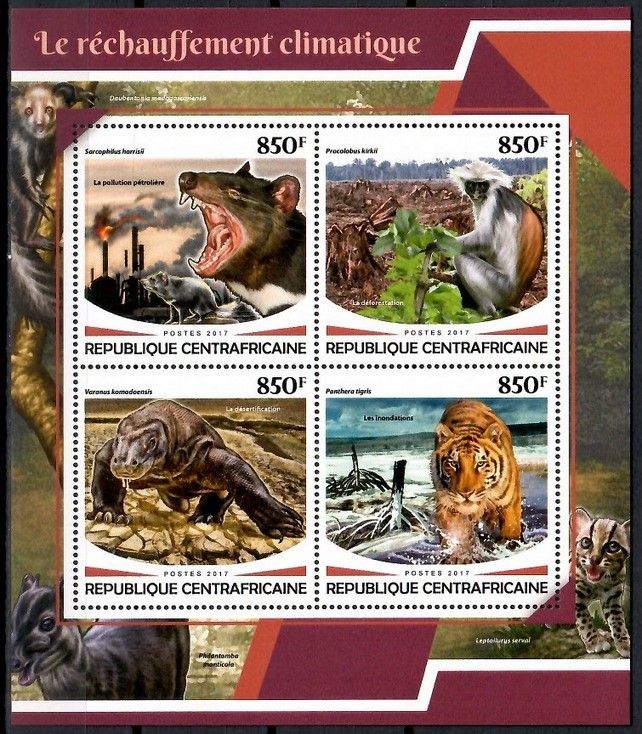 Znaczek Republika Środkowoafrykańska 2017 Mi ark 7355-7358 Czyste **