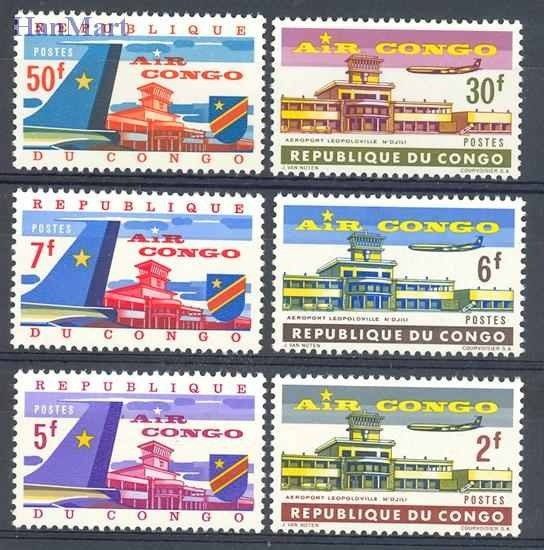 Znaczek Kongo Kinszasa / Zair 1963 Mi 145-150 Czyste **