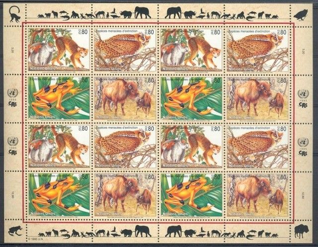 Znaczek Narody Zjednoczone Genewa 1995 Mi ark 263-266 Czyste **