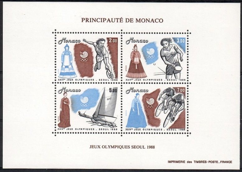 Znaczek Monako 1988 Mi bl 40 Czyste **