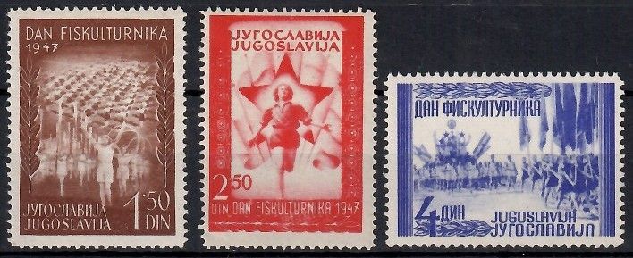 Znaczek Jugosławia 1947 Mi 521-523 Czyste **