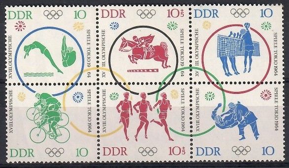 Znaczek NRD / DDR 1964 Mi 1039-1044 Czyste **