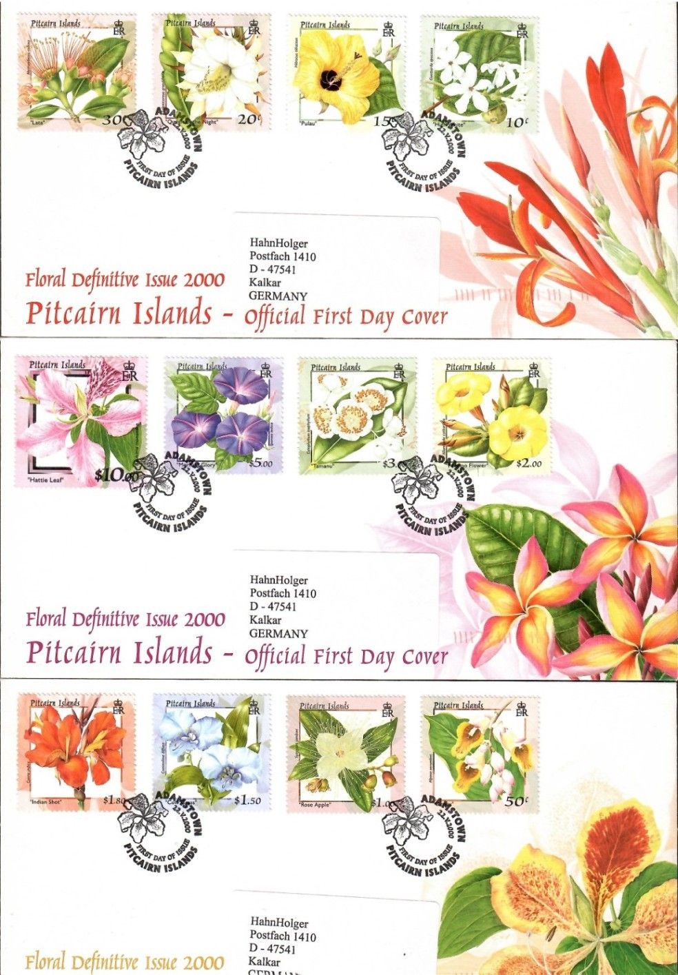 Znaczek Pitcairn 2000 Mi adr 552-563 FDC