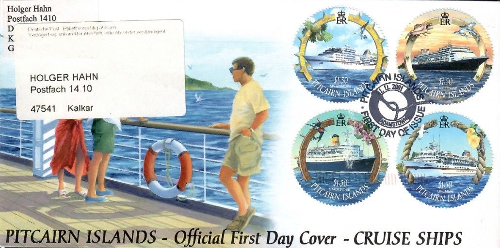 Znaczek Pitcairn 2001 Mi adr 576-579 FDC
