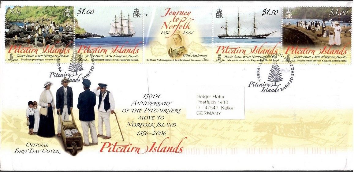 Znaczek Pitcairn 2006 Mi adr 707-710 FDC