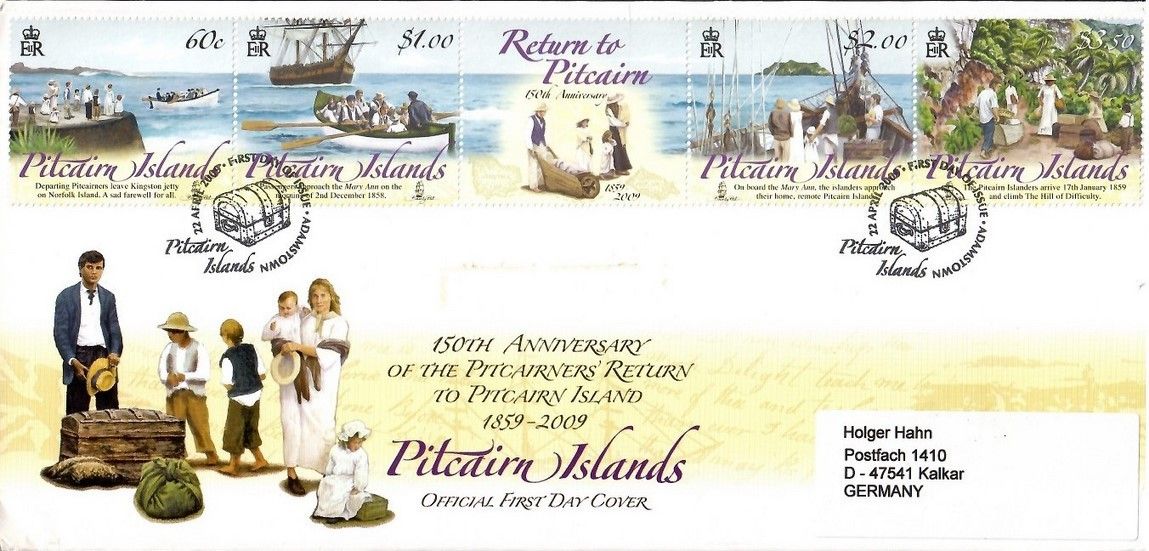 Znaczek Pitcairn 2009 Mi adr 774-777 FDC