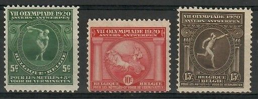 Znaczek Belgia 1920 Mi 159-161 Czyste **