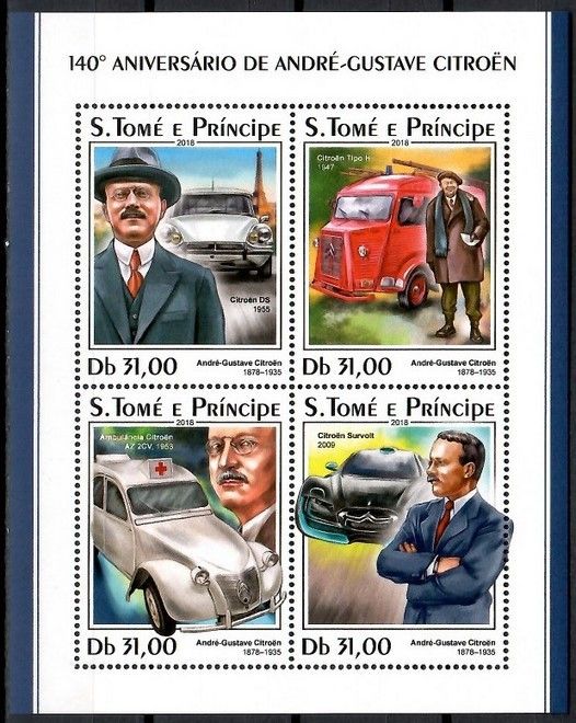Znaczek Wyspy Św. Tomasza i Książęca 2018 Mi ark 7758-7761 Czyste **