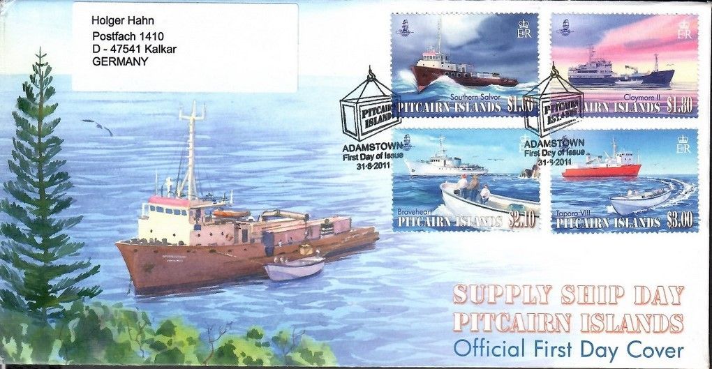 Znaczek Pitcairn 2011 Mi adr 836-839 FDC