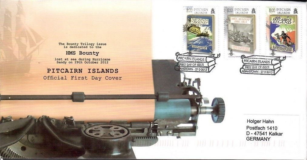 Znaczek Pitcairn 2013 Mi adr 873-875 FDC