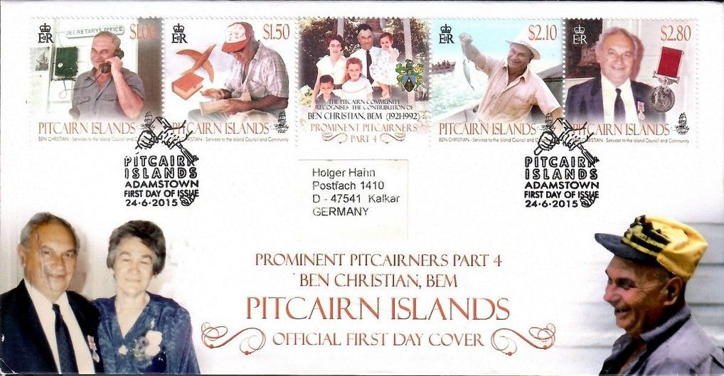 Znaczek Pitcairn 2015 Mi adr 936-939 FDC