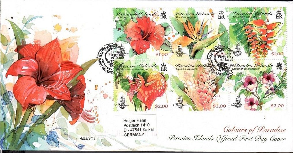Znaczek Pitcairn 2018 Mi adr 1028-1033 FDC