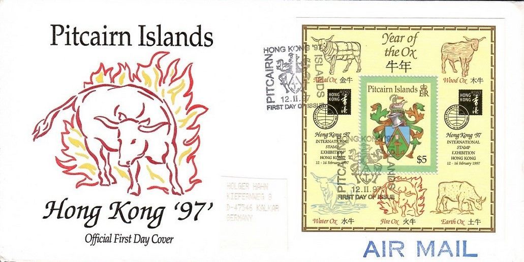 Znaczek Pitcairn 1997 Mi adr bl 18 FDC