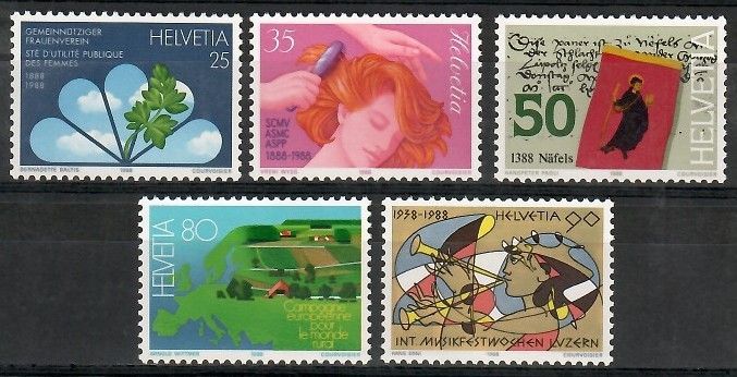 Znaczek Szwajcaria 1988 Mi 1364-1368 Czyste **