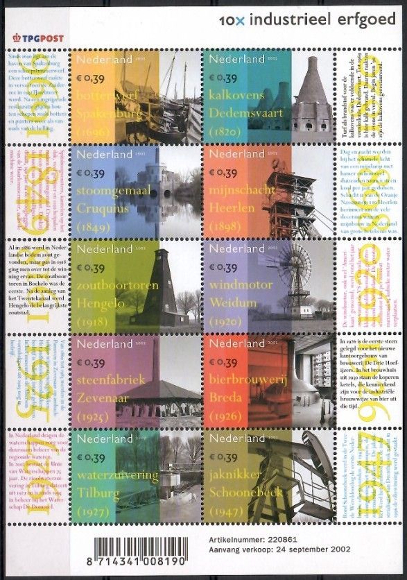 Znaczek Holandia 2002 Mi ark 2033-2042 Czyste **