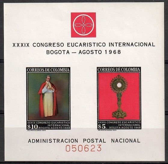 Znaczek Kolumbia 1968 Mi bl 29 Czyste **