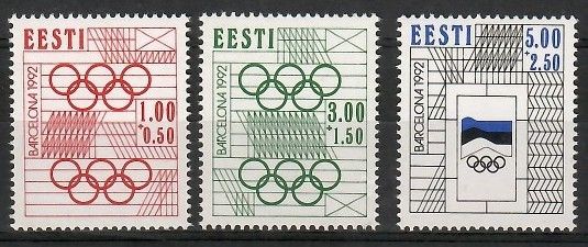 Znaczek Estonia 1992 Mi 180-182 Czyste **