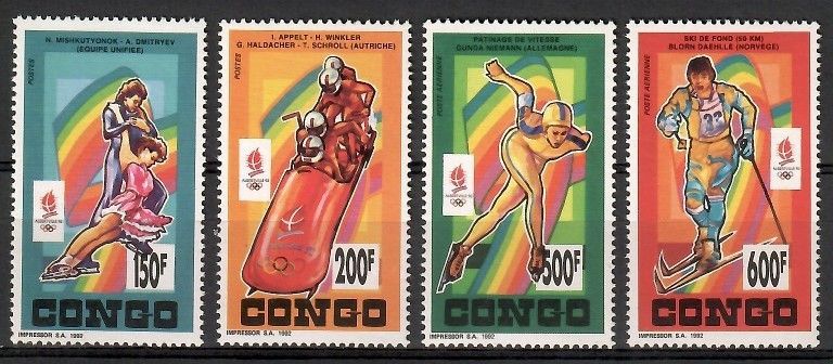 Znaczek Kongo 1992 Mi 1337-1340 Czyste **