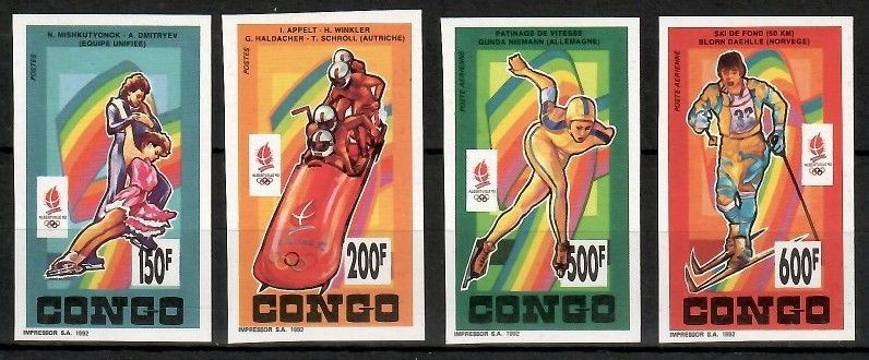 Znaczek Kongo 1992 Mi 1337-1340B Czyste **