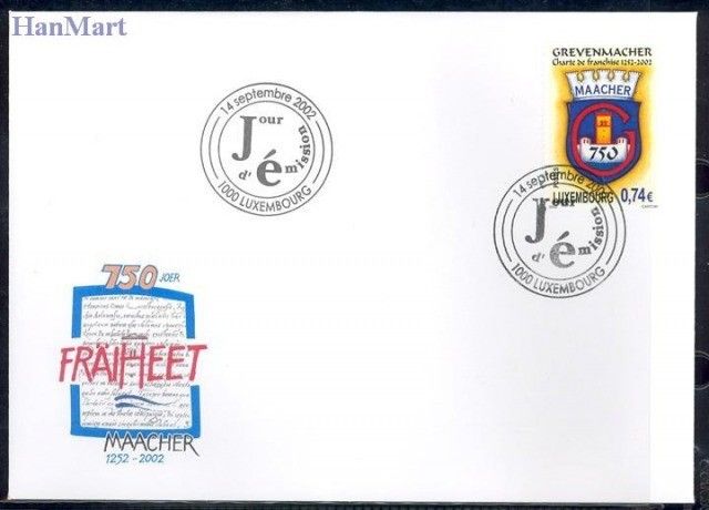 Znaczek Luksemburg 2002 Mi 1589 FDC