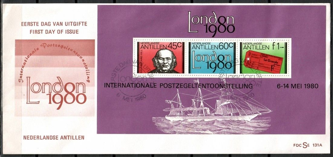 Znaczek Antyle Holenderskie 1980 Mi bl 13 FDC