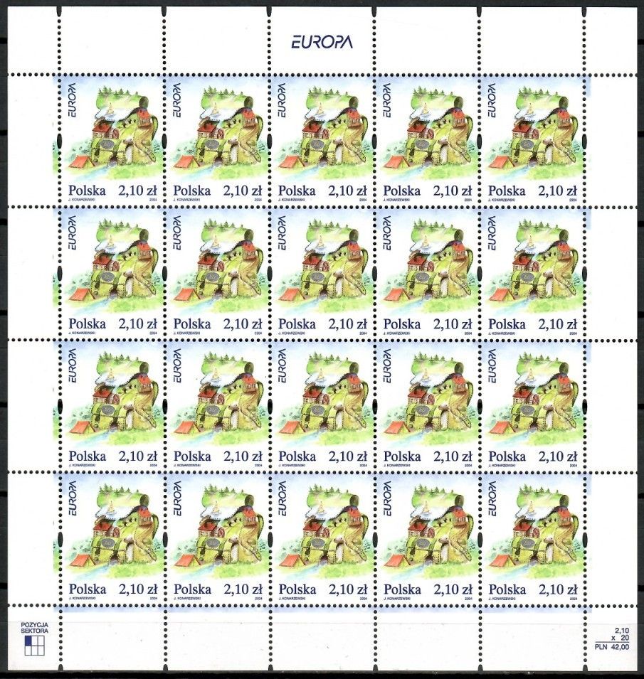 Znaczek Polska 2004 Mi ark 4106 Fi ark 3956 Czyste **