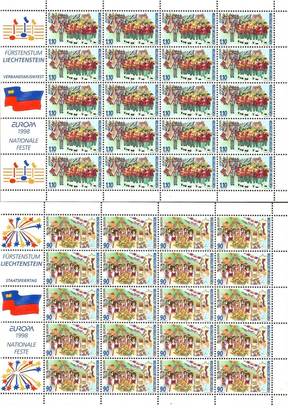 Znaczek Liechtenstein 1998 Mi ark 1165-1166 Czyste **