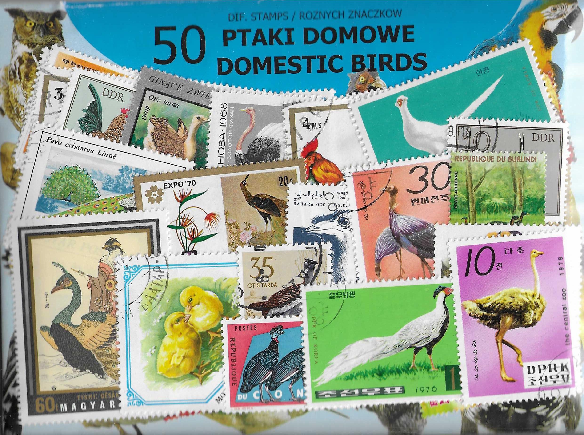 Znaczek PTAKI DOMOWE - 50 znaczków 50 znaczków