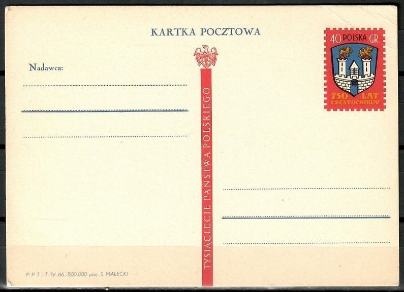 Znaczek Polska 1966 Fi Cp 304 Całostka pocztowa