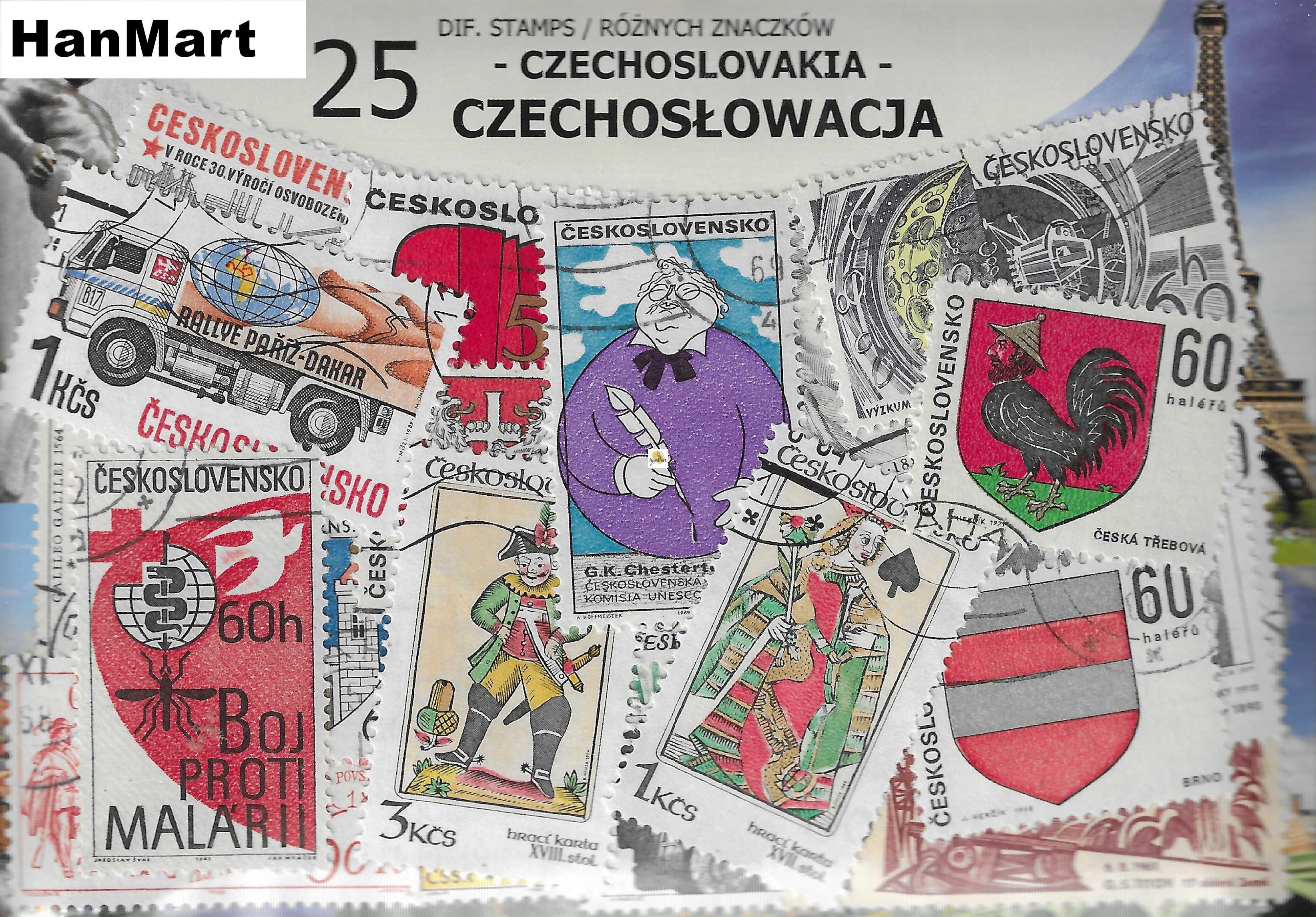 Znaczek 25 - CZECHOSŁOWACJA 25 znaczków znaczków