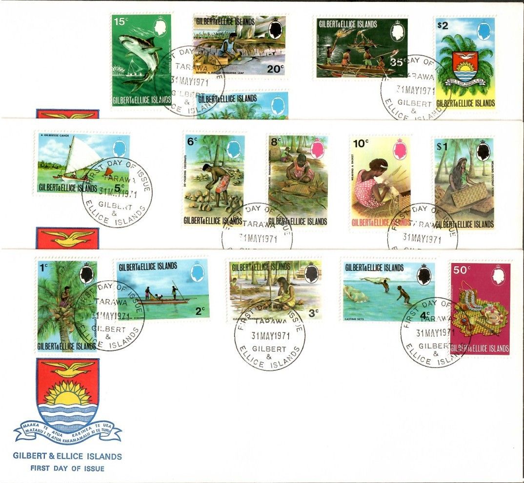Znaczek Wyspy Gilberta i Ellice 1971 Mi 168-182 FDC