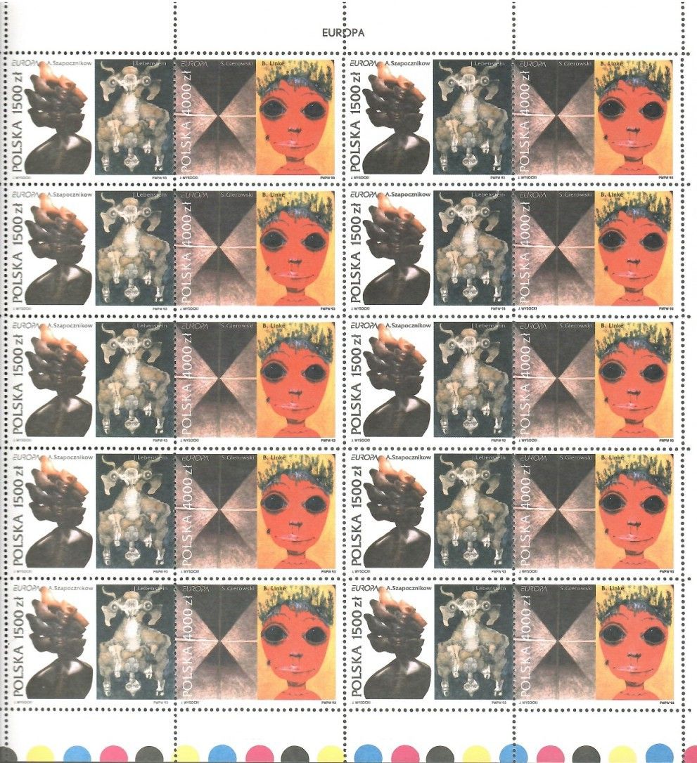 Znaczek Polska 1993 Mi ark 3445-3446 Fi ark 3297-3298 Czyste **