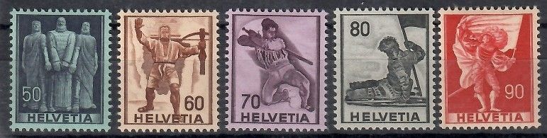 Znaczek Szwajcaria 1941 Mi 377-381 Z podlepką *