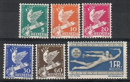 Znaczek Szwajcaria 1932 Mi 250-255 Z podlepką *