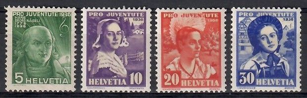 Znaczek Szwajcaria 1936 Mi 306-309 Z podlepką *
