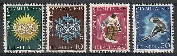 Znaczek Szwajcaria 1948 Mi 492-495 Z podlepką *