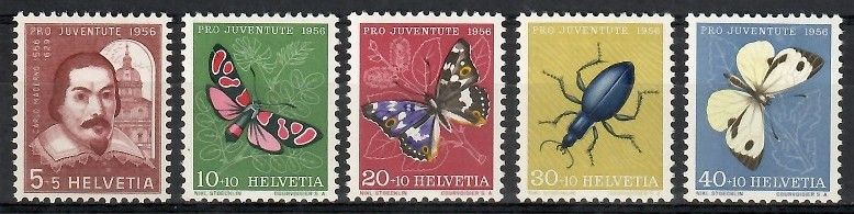 Znaczek Szwajcaria 1956 Mi 632-636 Z podlepką *