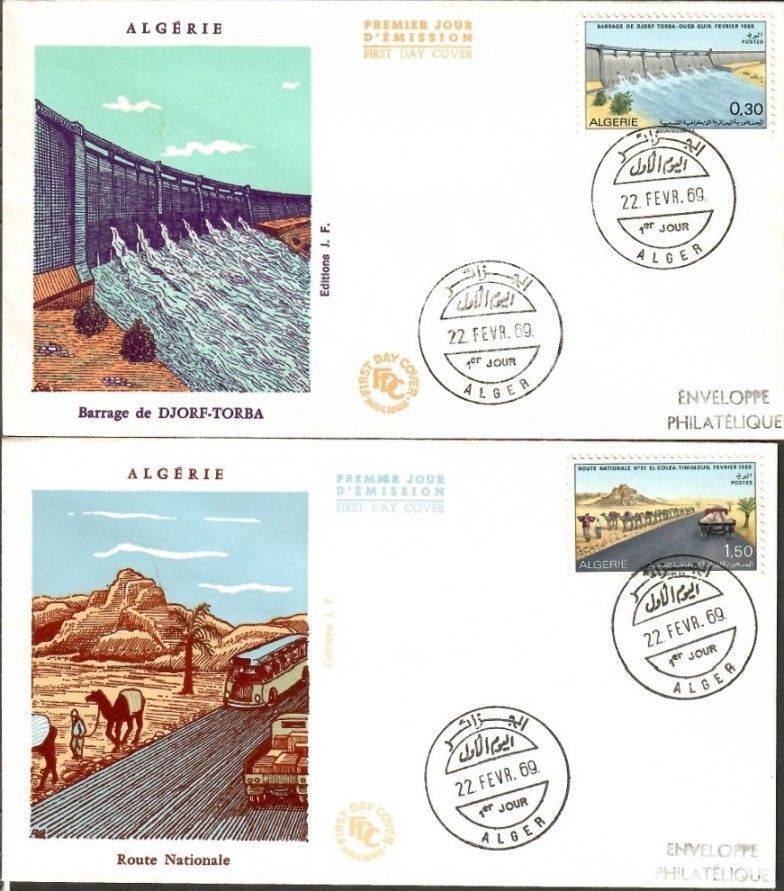 Znaczek Algieria 1969 Mi 521-522 FDC