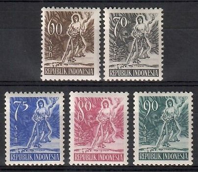 Znaczek Indonezja 1953 Mi 105-109 Czyste **
