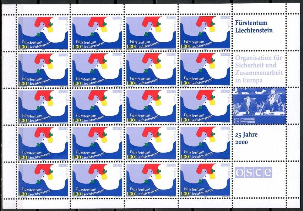 Znaczek Liechtenstein 2000 Mi ark 1248 Czyste **