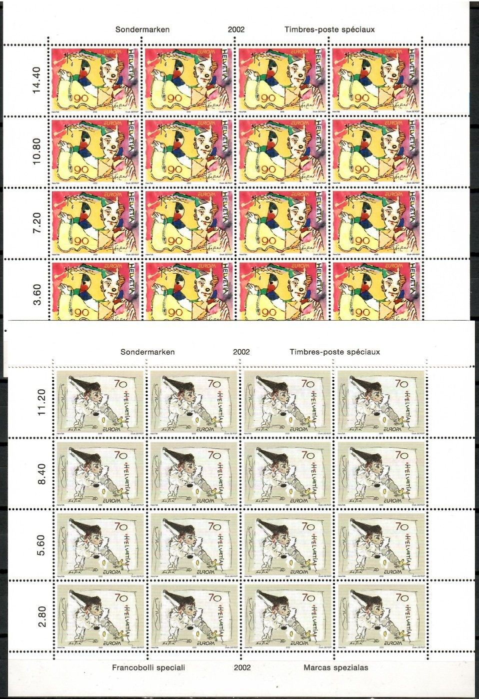 Znaczek Szwajcaria 2002 Mi ark 1794-1795 Czyste **