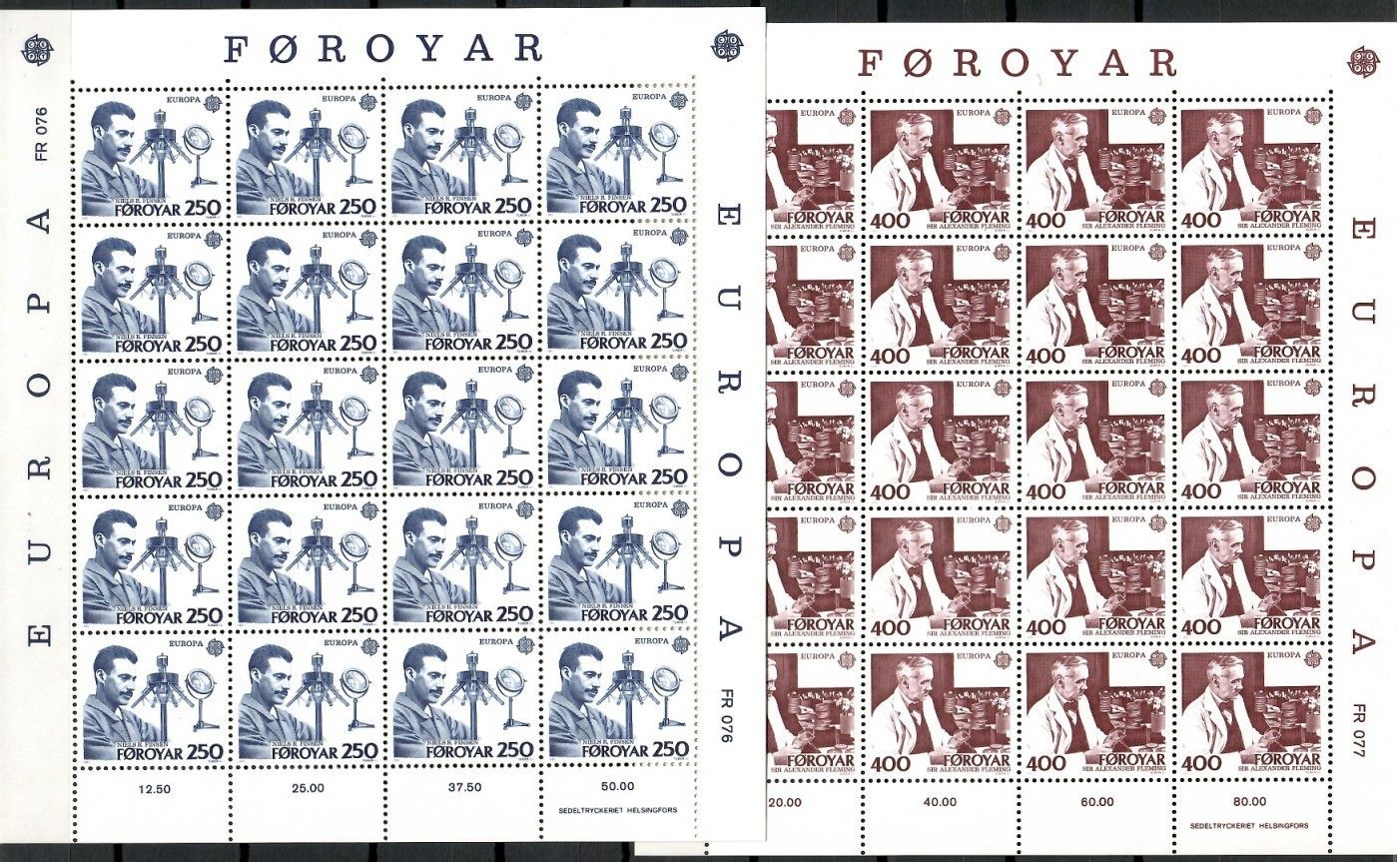 Znaczek Wyspy Owcze 1983 Mi ark 84-85 Czyste **