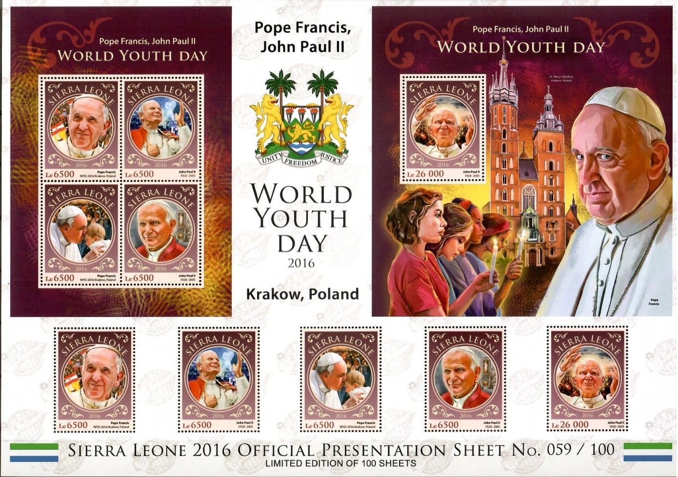 Znaczek Sierra Leone 2016 Mi ark 7703-7706+ bl 1073 Czyste **